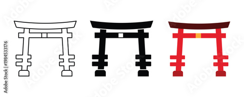 Bilde på lerret Japan  Torii Gate icon set