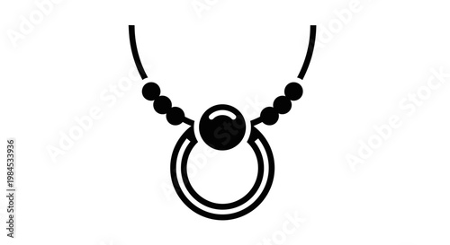 Minimalist jewelry icon of a necklace with a circular pendant and beaded accents