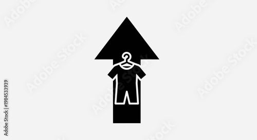 Minimalist representation of upward progress in clothing industry with symbol