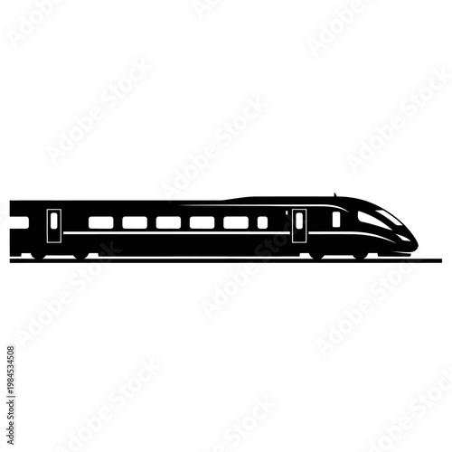 Sleek Black and White Silhouette of a Modern High-Speed Train.