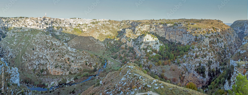 Obraz premium Matera, Italy, cityscape and canyon landscape