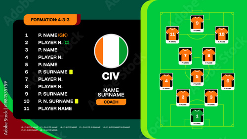 Stylized Football Team Presenting Formation Strategy for a 2026 International Tournament Qualification Group Match.