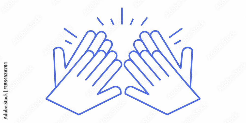 Fototapeta premium Hands clapping with radiating lines a minimalist celebratory illustration
