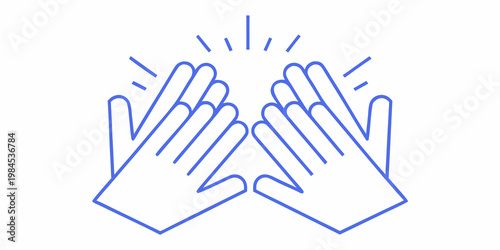 Hands clapping with radiating lines a minimalist celebratory illustration