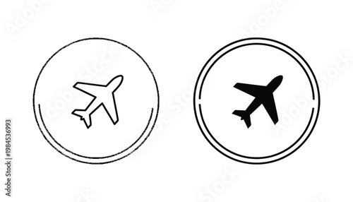 Airplane Icon Set Travel Flight Symbols Commercial Use