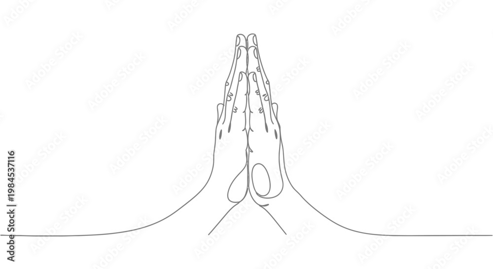 Obraz premium Minimalist Line Art Praying Hands Gesture