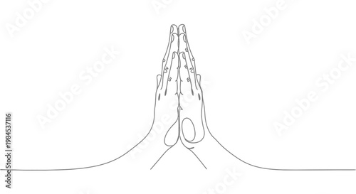 Minimalist Line Art Praying Hands Gesture