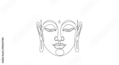 Minimalist Buddha Face Line Art - Serene Spiritual Icon