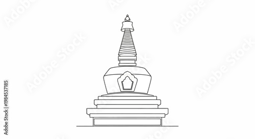 Minimalist Buddhist Stupa Outline - Simple Line Art Icon