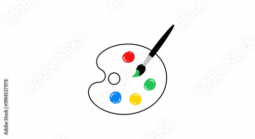 Artistic Palette and Brush Illustration on White Background, perfect for art projects