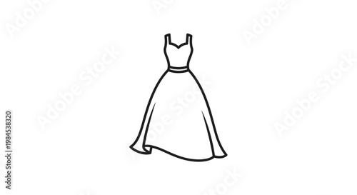 Elegant outline illustration of a formal dress suitable for a special occasion