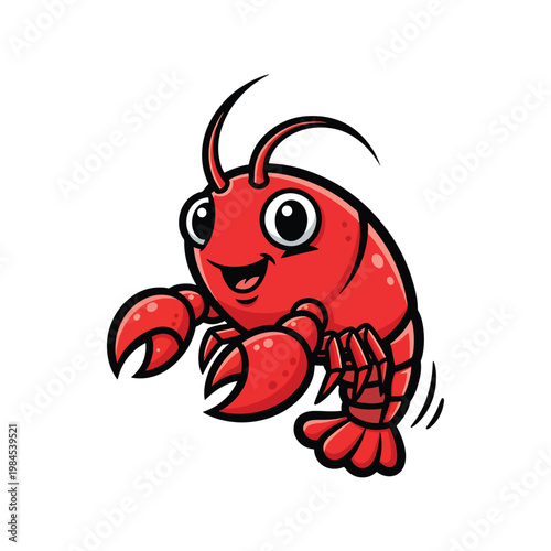 Cute Cartoon Lobster Character Mascot Design.