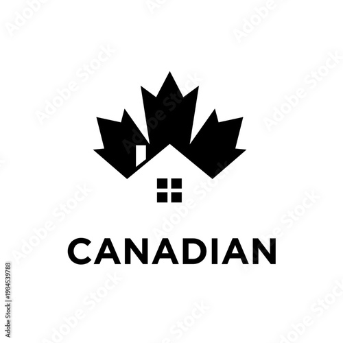 Canadian Home Real Estate Logo with Maple Leaf Design