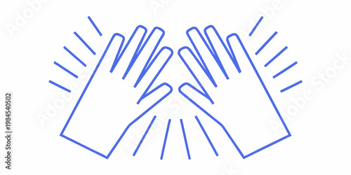 Two hands depicted in a high five sketch with radiating lines