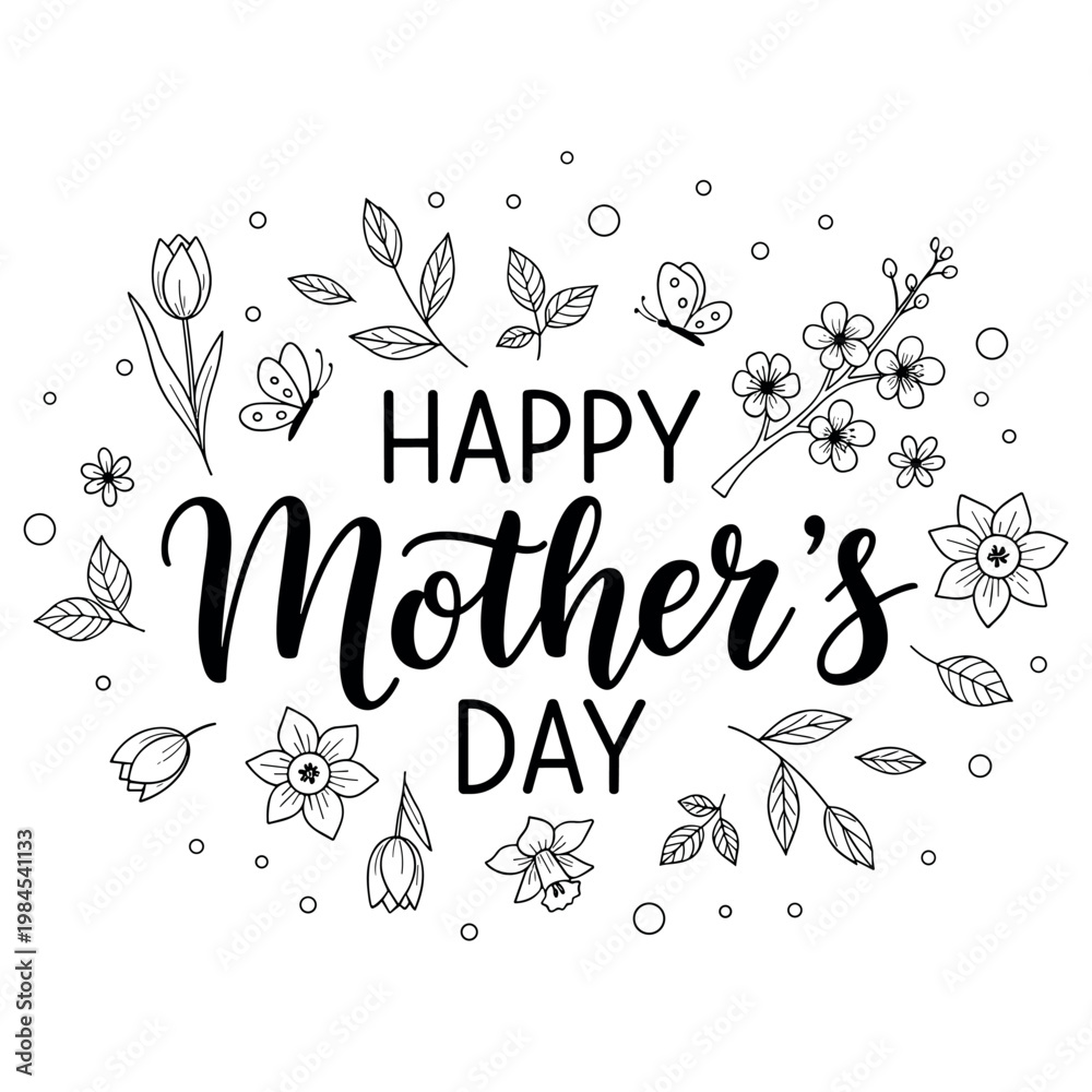 Obraz premium Mother’s Day typography decorative floral lettering design
