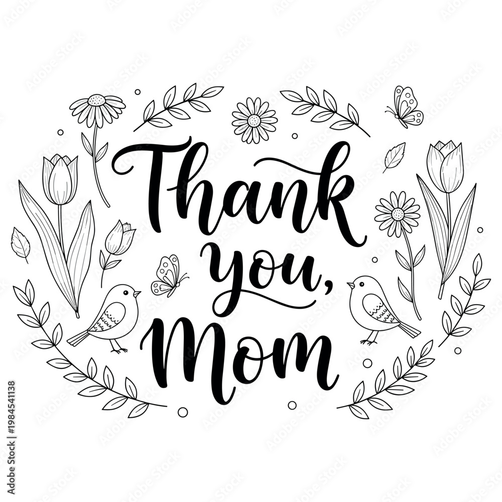 Obraz premium Mother’s Day typography decorative floral lettering design