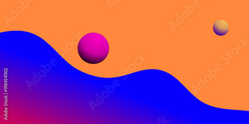 Abstract Sphere Over Gradient Wave Background