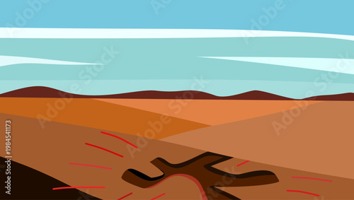 Battlefield with drone, flat vector illustration