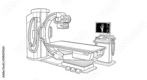MRI machine with monitor and control panel