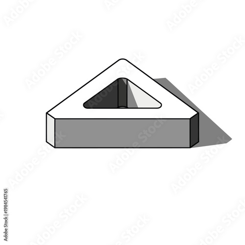 Isometric Triangular Object with Central Triangular Cutout Illustration.