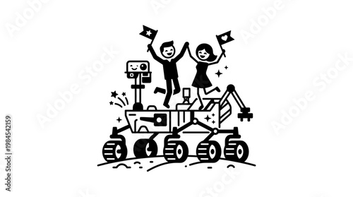 Happy Scientists Celebrating Mission Success on Mars Rover