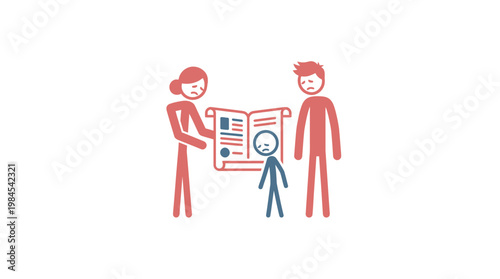 Family Reviewing Document with Child