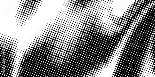 Modern Black and White Abstract Halftone Dots Pattern Background, Vector Illustration with Gradient Minimalist Pop Art Style and Geometric Distorted Circles for Design. comic background.