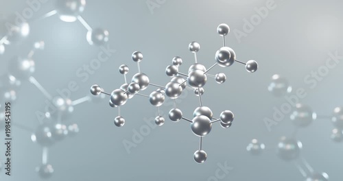 Propylhexedrine rotating 3d molecule, molecular structure of sympathomimetic stimulant seamless video

