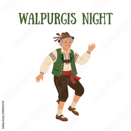 Vector of a grandpa celebrating Walpurgis Night 3