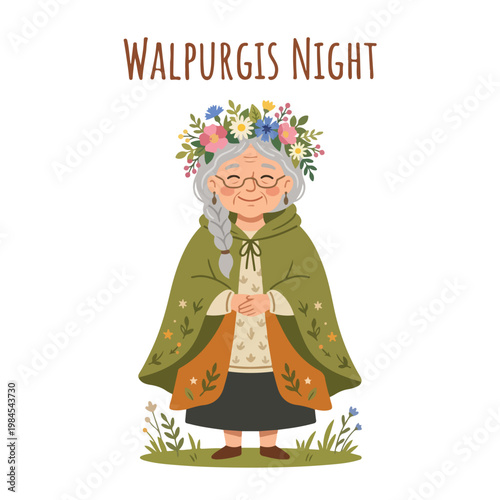 Vector of a grandma celebrating Walpurgis Night 3