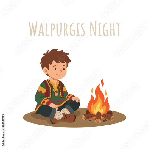 Vector of a little boy celebrating Walpurgis Night 2