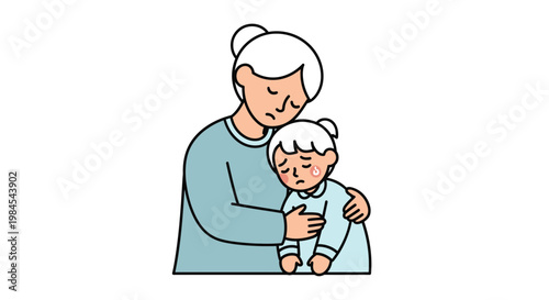 A comforting hug from a grandmother to a sad child, showing empathy and care