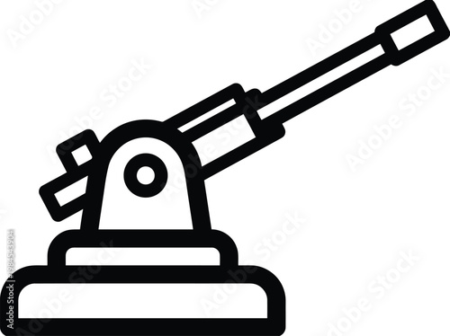 Anti aircraft gun military defense weapon turret vector icon isolated on white background