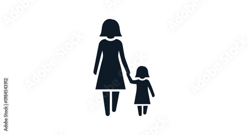 Mother and daughter holding hands, a symbol of love and connection, walking together with gentle strides