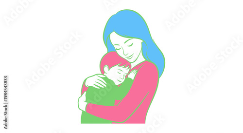 A heartwarming illustration capturing the tender embrace of a mother and her child, symbolizing deep love, care, and the precious bond of family