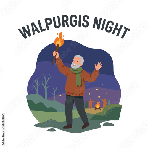 Vector of a grandpa celebrating Walpurgis Night 2