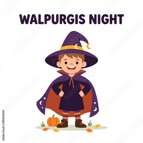 Vector of a little girl celebrating Walpurgis Night 2