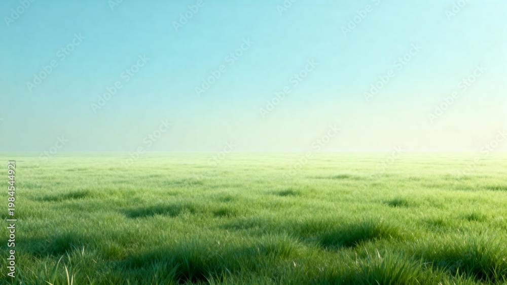 Obraz premium Green grass field under blue sky