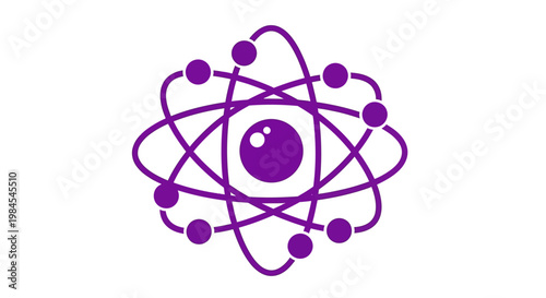 Atomic structure concept illustration, graphic representation of scientific elements design