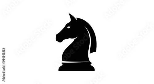 Elegant Black Chess Knight Silhouette on a White Background Simple Conceptual Design
