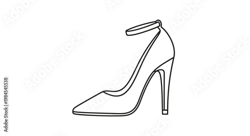Elegant outline illustration of a high-heeled shoe, perfect for fashion design or minimalist art