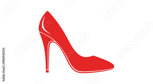 Elegant red stiletto heel shoe graphic on white background for fashion and design concepts