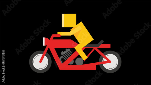 Modern Flat Vector Illustration of Motorcyclist Riding Sport Bike, Urban Transportation Concept
