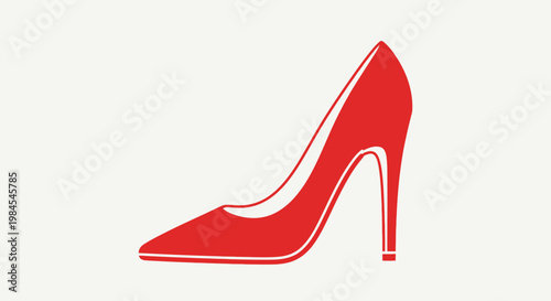Red High-Heeled Shoe Silhouette on a White Background Fashion and Style Icon