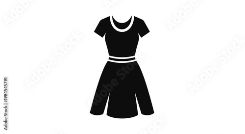 Silhouette illustration of a black dress with a white accent on a white background