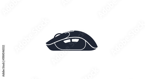 Minimalist representation of a computer mouse against a bright white background