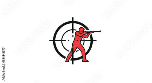 Silhouette of a Shooter Targeting a Focus Symbol, Aiming, Accuracy, and Precision Concept