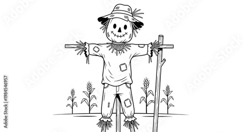scarecrow in cornfield