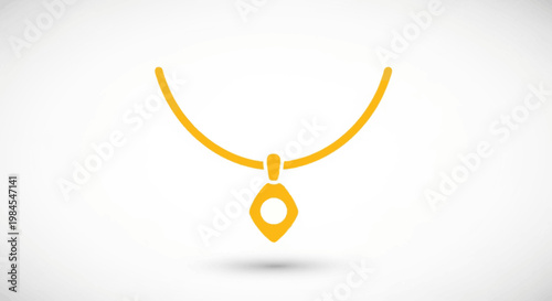 Minimalist Golden Necklace Icon on White Background, Simple Jewelry Design Illustration