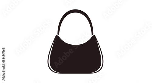 Minimalist monochrome graphic of a stylish handbag with handle, perfect for design assets
